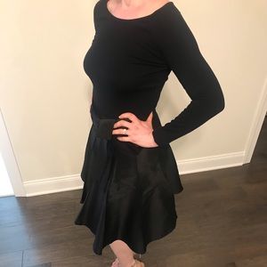 Anthropologie Maeve Long sleeve black and satin dress